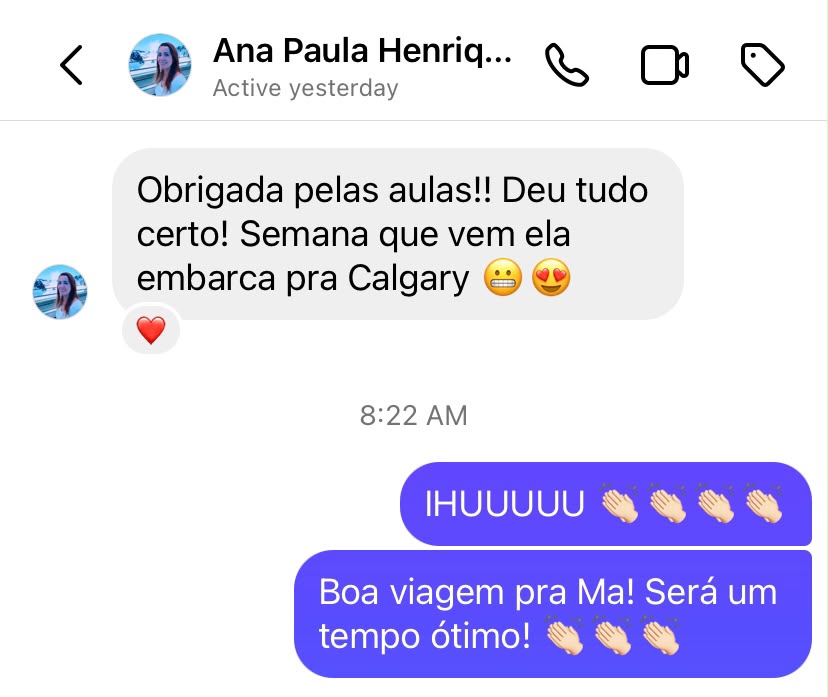 Depoimento de Ana Paula Henriques sobre o atendimento do Inglês Falado