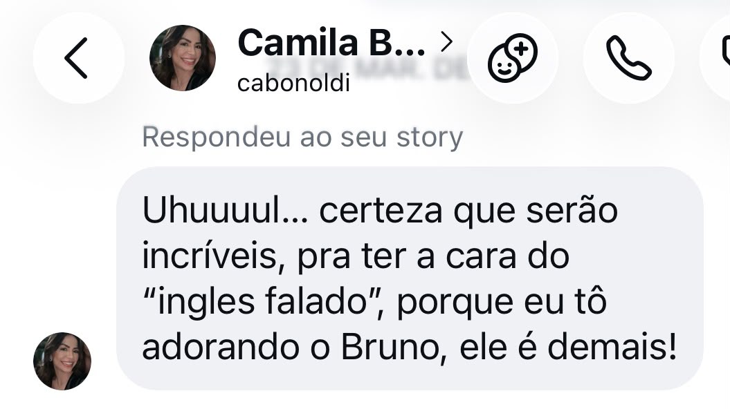 Depoimento de Camila B. sobre o atendimento do Inglês Falado
